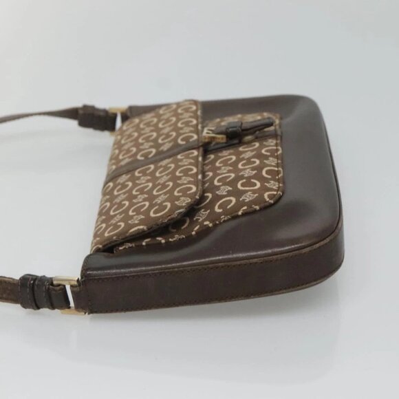 CELINE C Macadam Canvas Shoulder Bag Brown Gold - Picture 5 of 16